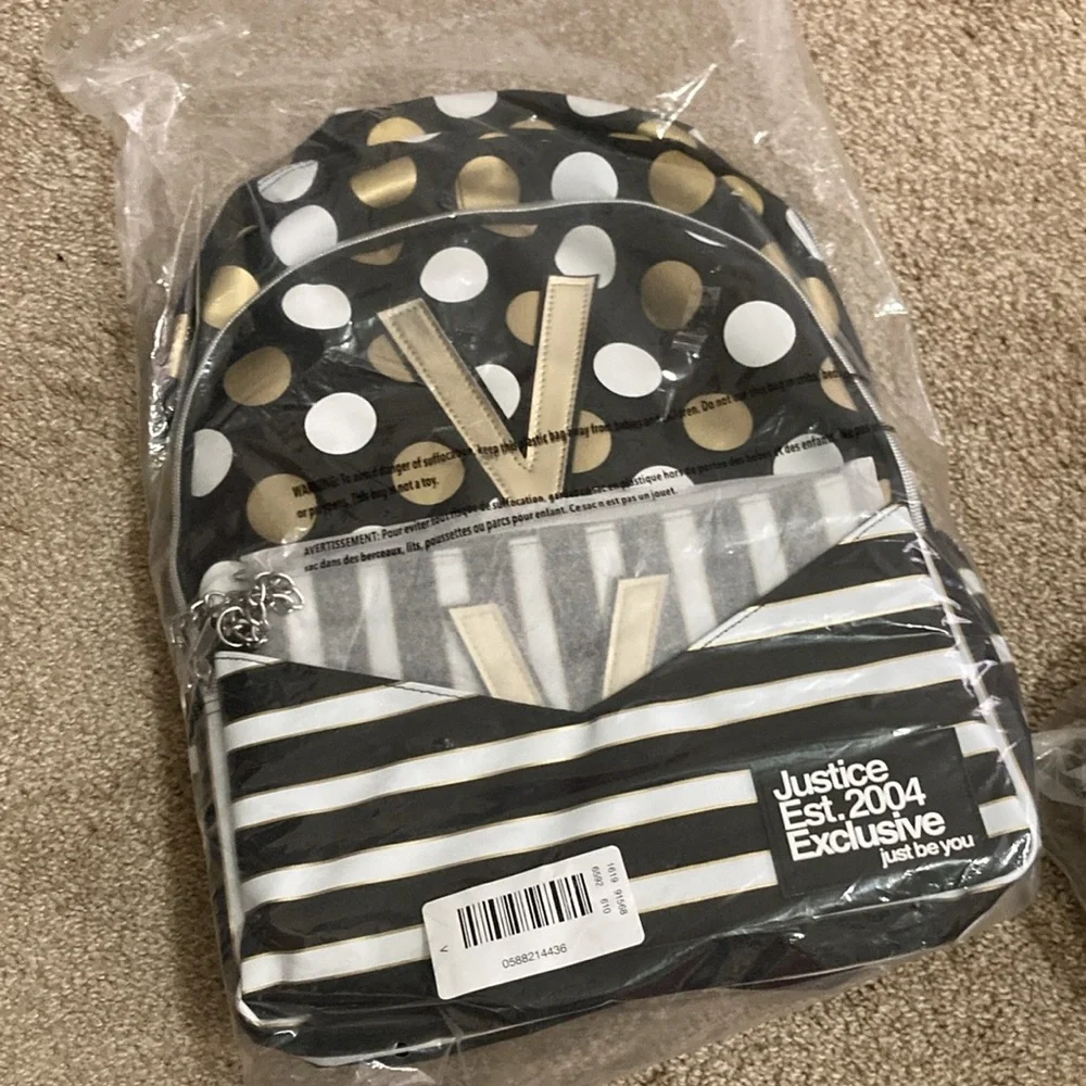 NWT Justice Kids Polka Dot Backpack and Lunchbox Set - Picture 11 of 11